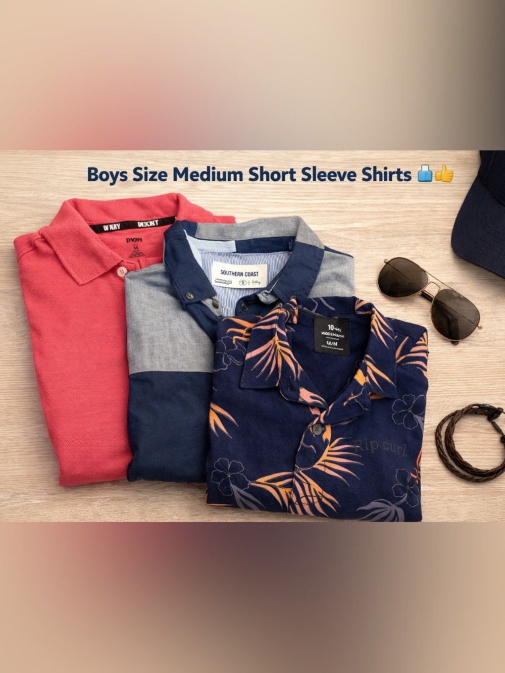 Rip Curl Navy Floral and Coral Polo Trio(KIDS)